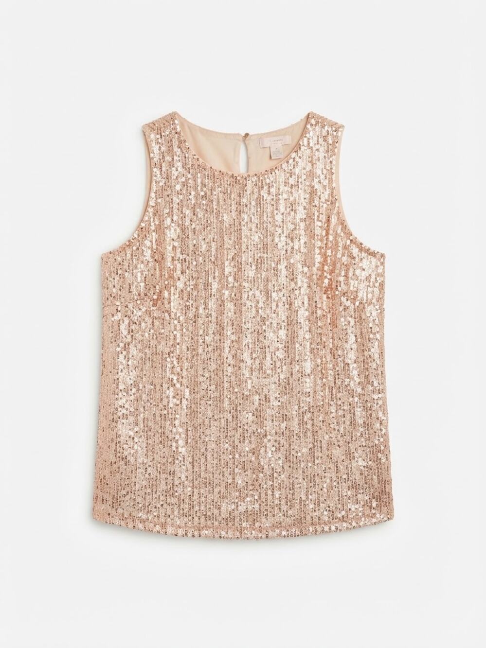 LC Lauren Conrad Sequin Tank Top Ivory Champagne Glitter Party Blouse Size S